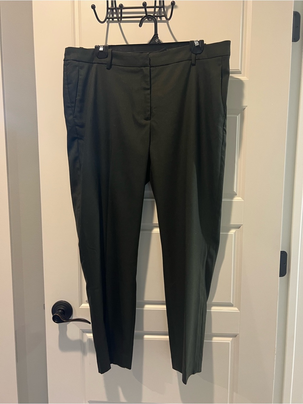 H&M Olive Green Women's Trousers - Tailored Straight Leg
